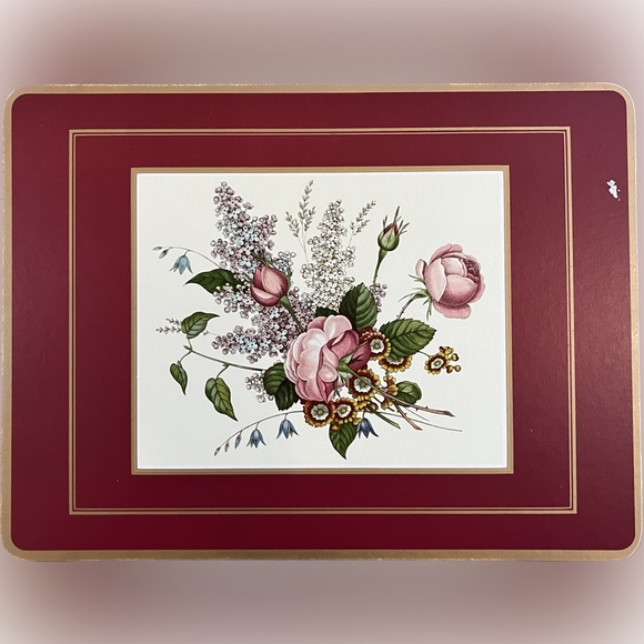 Vtg PIMPERNEL “5 Floral Spray” Set of 4 Traditional Cork-Backed Place Mats. - Picture 9 of 11